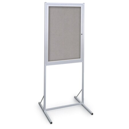 United Visual Products Sliding Door Indoor Enclosed Corkboard, 4 UV9025ACS4824-BRONZE-AMETHY